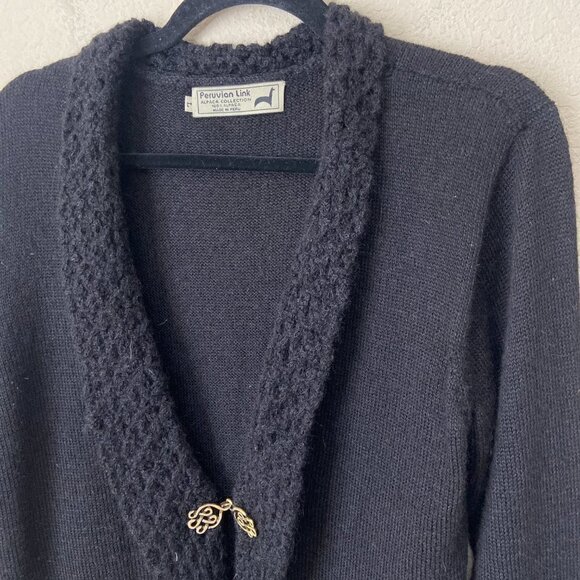 Peruvian Link 100% Alpaca Semi-Cropped Cardigan Sweater - Picture 2 of 8